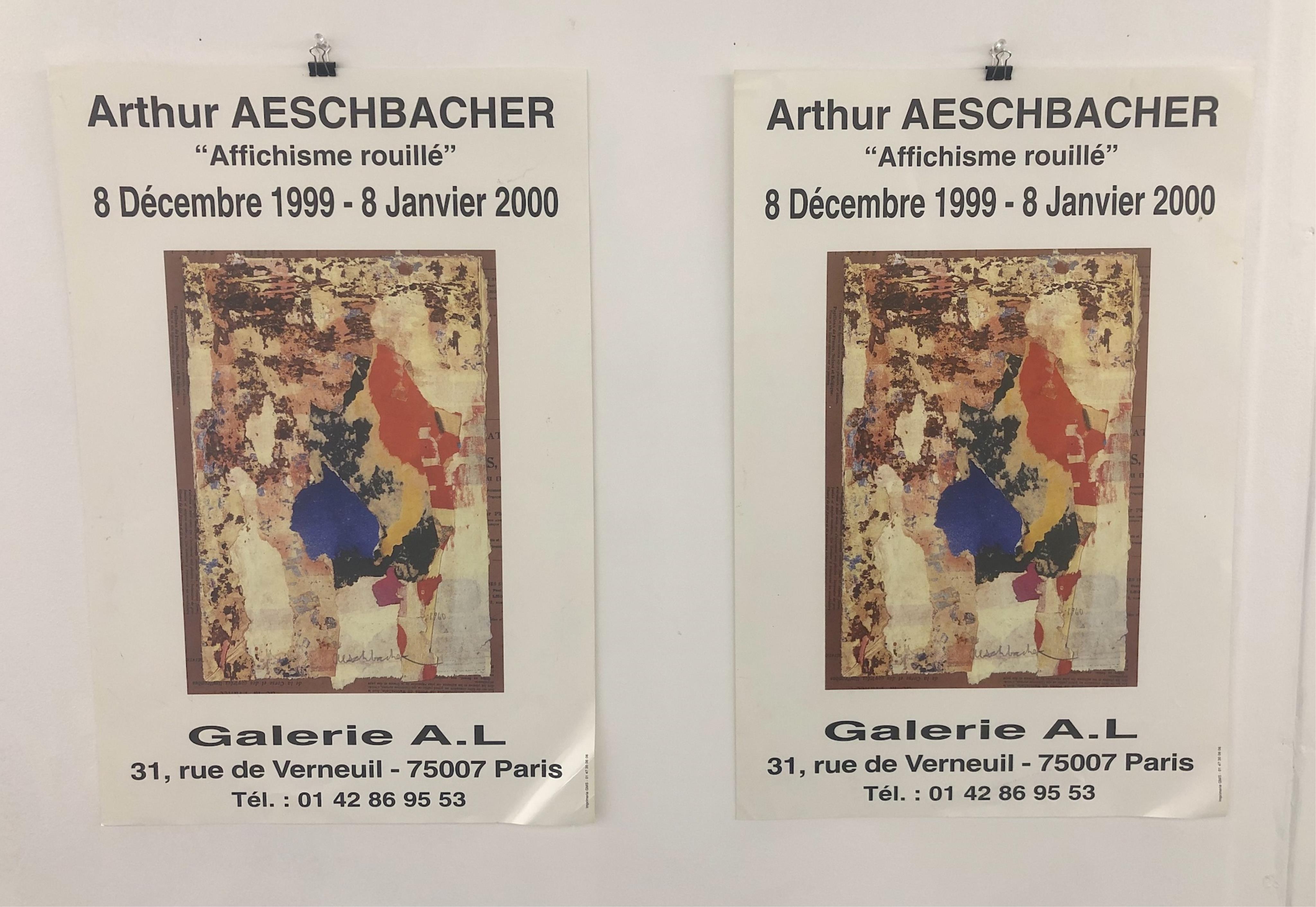 Arthur Aeschbacher Exhibition Posters, “Rusty poster”, this poster is the original exhibition poster from 1999, December 8, 1999 - January 8, 2000 A.L Gallery, 31, rue de Verneuil - 75007 Paris Such: 01 42 86 9553, 60 x